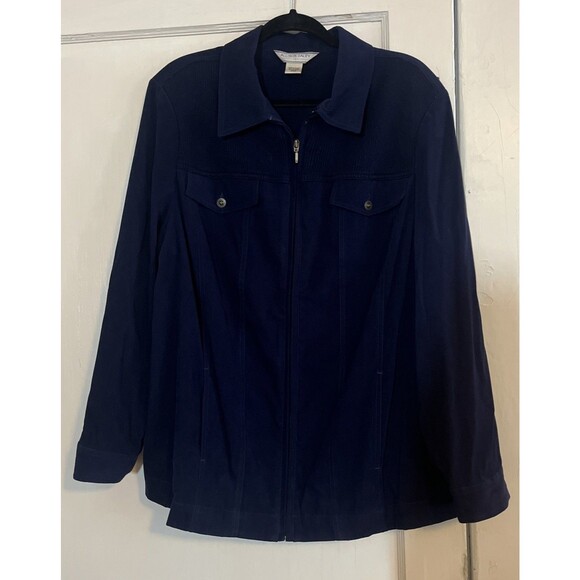 Allison Daley Jacket Women’s 22W Navy Blue Lightweight Zip Front Pockets Career - Picture 1 of 14